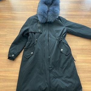 Rabbit fur Parka with a great hood. Gently loved sold as is ~,